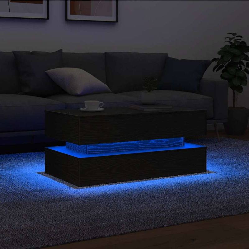 Casa si Gradina - Mobilier - Mese si birouri - Masute de cafea - Masuta de cafea cu lumini LED Stejar negru 90x50x40 cm - Infinity.ro