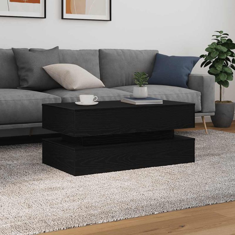 Casa si Gradina - Mobilier - Mese si birouri - Masute de cafea - Masuta de cafea cu lumini LED Stejar negru 90x50x40 cm - Infinity.ro