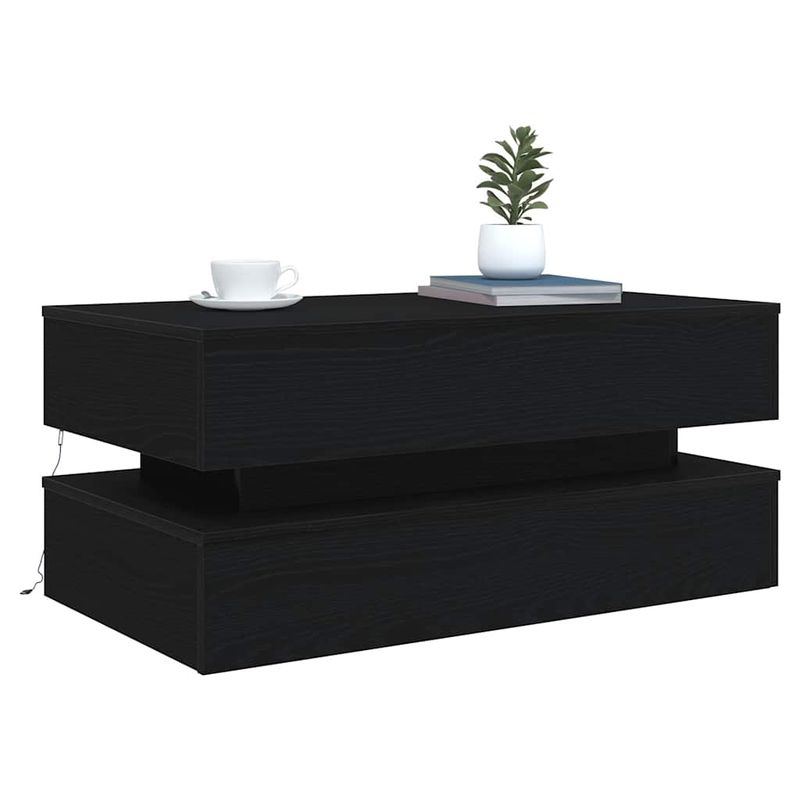 Casa si Gradina - Mobilier - Mese si birouri - Masute de cafea - Masuta de cafea cu lumini LED Stejar negru 90x50x40 cm - Infinity.ro
