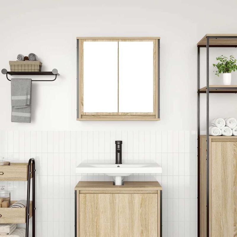 Casa si Gradina - Mobilier - Mobilier baie - Corpuri baie - Dulap de baie cu oglinda Stejar Sonoma 60x21x60 cm - Infinity.ro