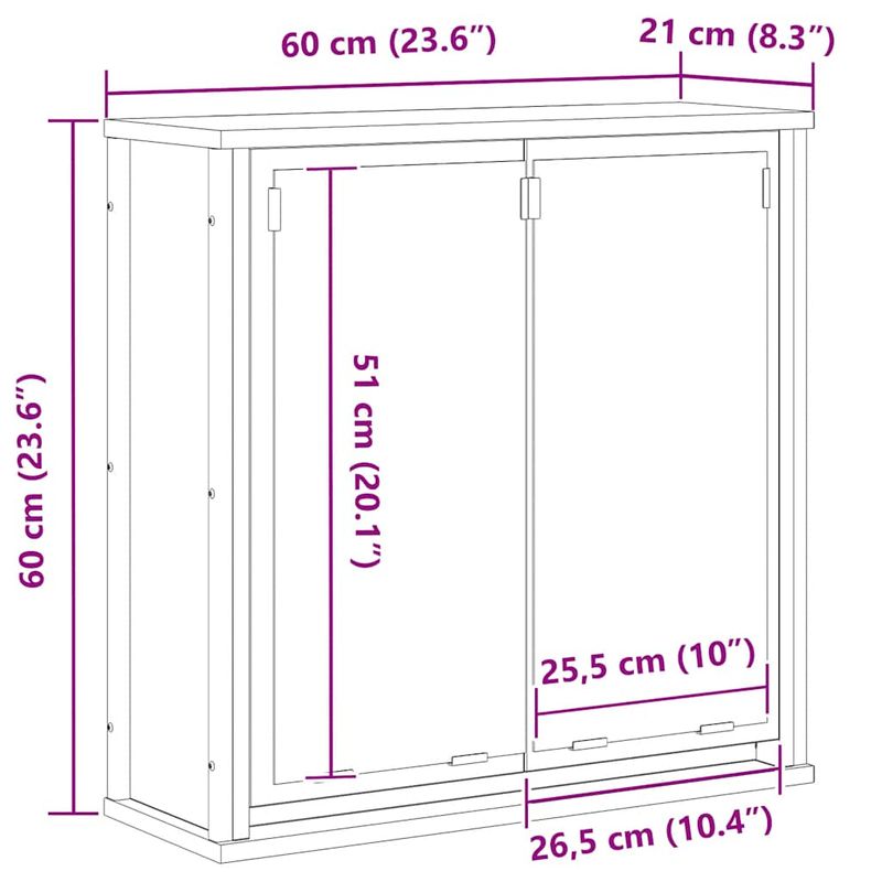 Casa si Gradina - Mobilier - Mobilier baie - Corpuri baie - Dulap de baie cu oglinda Stejar Sonoma 60x21x60 cm - Infinity.ro