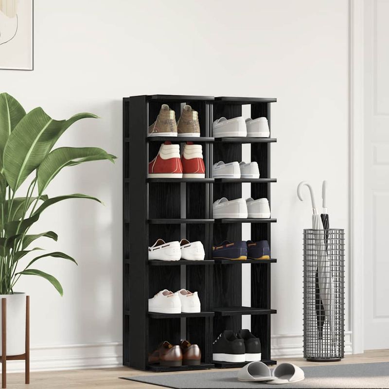 Casa si Gradina - Mobilier - Organizare si depozitare - Organizator incaltaminte - Pantofare, 2 buc., stejar negru, 25x27x102 cm, lemn prelucrat - Infinity.ro