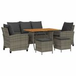 Casa si Gradina - Gradina si terasa - Mobilier exterior - Seturi mobila gradina - Set mobilier gradina cu perne, 6 piese, gri, poliratan - Infinity.ro