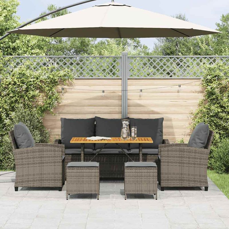 Casa si Gradina - Gradina si terasa - Mobilier exterior - Seturi mobila gradina - Set mobilier gradina cu perne, 6 piese, gri, poliratan - Infinity.ro