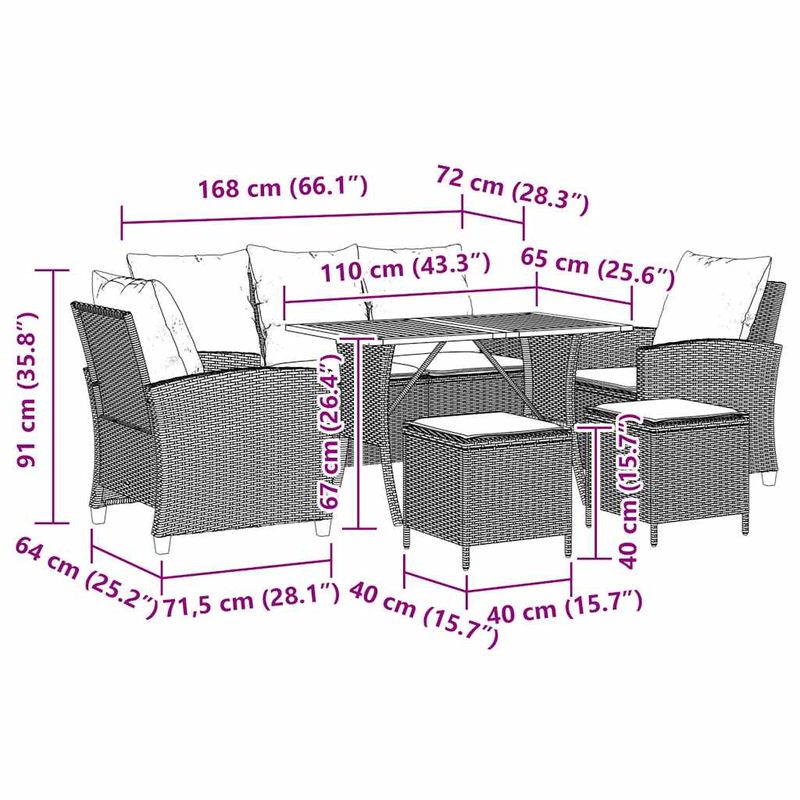 Casa si Gradina - Gradina si terasa - Mobilier exterior - Seturi mobila gradina - Set mobilier gradina cu perne, 6 piese, gri, poliratan - Infinity.ro