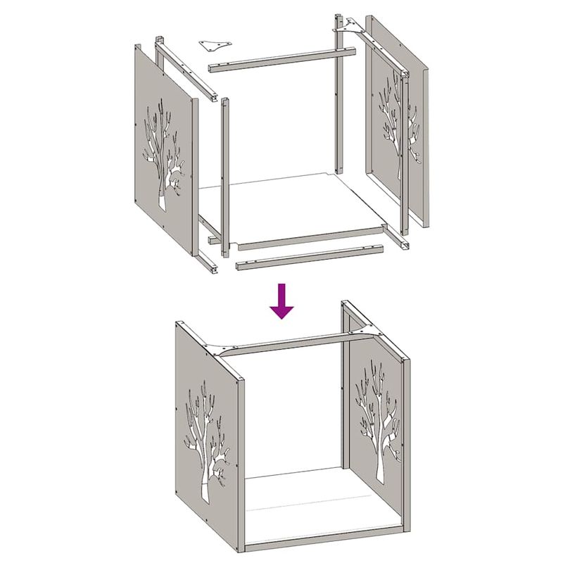 Casa si Gradina - Termice - Sobe, Seminee si accesorii - Accesorii seminee si sobe - Suport pentru lemne de foc 40x40x40 cm otel inoxidabil - Infinity.ro
