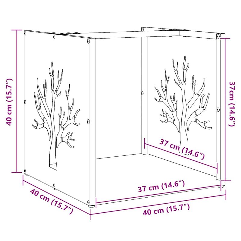 Casa si Gradina - Termice - Sobe, Seminee si accesorii - Accesorii seminee si sobe - Suport pentru lemne de foc 40x40x40 cm otel inoxidabil - Infinity.ro