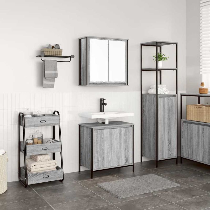 Casa si Gradina - Mobilier - Seturi de mobilier - Seturi baie - Set mobilier de baie, 2 piese, gri sonoma, lemn prelucrat - Infinity.ro