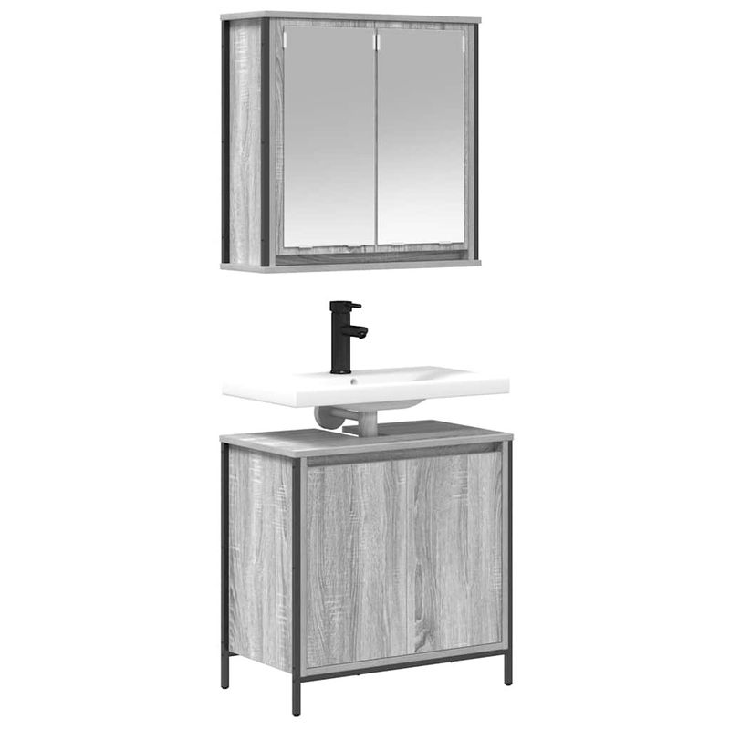 Casa si Gradina - Mobilier - Seturi de mobilier - Seturi baie - Set mobilier de baie, 2 piese, gri sonoma, lemn prelucrat - Infinity.ro