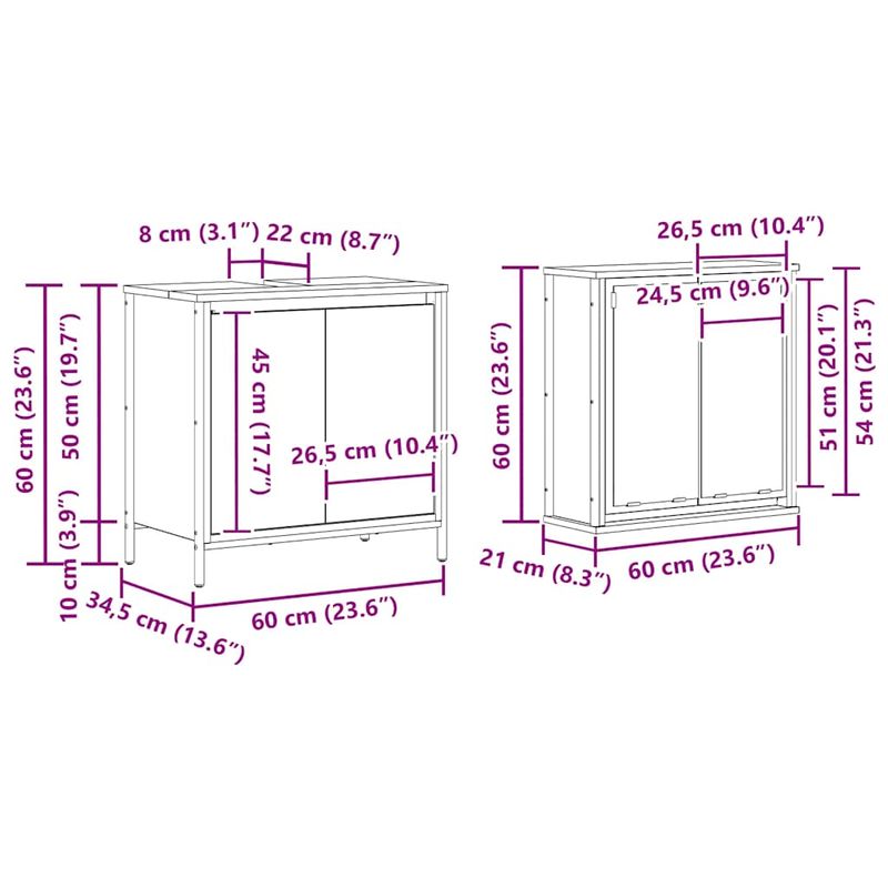 Casa si Gradina - Mobilier - Seturi de mobilier - Seturi baie - Set mobilier de baie, 2 piese, gri sonoma, lemn prelucrat - Infinity.ro
