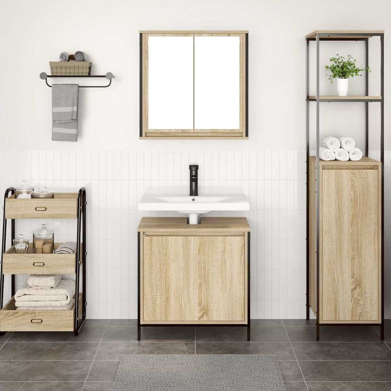 Casa si Gradina - Mobilier - Seturi de mobilier - Seturi baie - Set mobilier de baie, 2 piese, stejar sonoma, lemn prelucrat - Infinity.ro