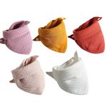 Jucarii, Copii si Bebe - Hrana si alaptare - Biberoane, suzete si accesorii hranire - Articole hranire bebelusi - Set 5 bavete din muselina REDQUIT®, cu capse, multicolor - Infinity.ro
