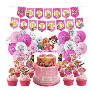 Set Accesorii de Petrecere Aniversara REDQUIT PATRULA CATELUSILOR/Skye, 24 Baloane, 1 Banner , 24 Cupcake, 1 Topper