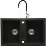 Casa si Gradina - Sanitare - Chiuveta bucatarie si accesorii - Chiuvete bucatarie - Set chiuveta bucatarie CasaBlanca Duo granit cu 2 cuve cu baterie BFX4A-N, negru - Infinity.ro