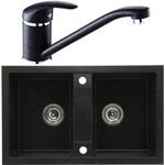 Casa si Gradina - Sanitare - Chiuveta bucatarie si accesorii - Chiuvete bucatarie - Set chiuveta bucatarie CasaBlanca Duo granit cu 2 cuve cu baterie BGG760, negru - Infinity.ro