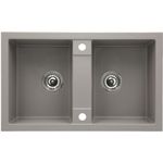 Casa si Gradina - Sanitare - Chiuveta bucatarie si accesorii - Chiuvete bucatarie - Set chiuveta bucatarie CasaBlanca Duo granit cu 2 cuve cu baterie GREY4H, gri - Infinity.ro