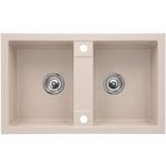 Casa si Gradina - Sanitare - Chiuveta bucatarie si accesorii - Chiuvete bucatarie - Set chiuveta bucatarie CasaBlanca Duo granit cu 2 cuve cu baterie SAND4A, bej - Infinity.ro