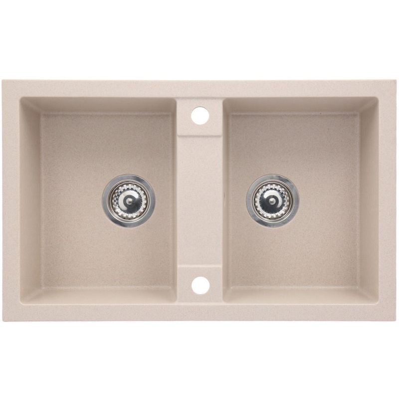 Casa si Gradina - Sanitare - Chiuveta bucatarie si accesorii - Chiuvete bucatarie - Set chiuveta bucatarie CasaBlanca Duo granit cu 2 cuve cu baterie SAND4A, bej - Infinity.ro