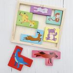 Jucarii, Copii si Bebe - Jucarii si jocuri - Jocuri si puzzle - Puzzle - Puzzle din Lemn Flippy, Tip Tetris, +4 Ani, cu Animale Colorate 3D, 7 Piese, Multicolor - Infinity.ro