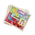 Jucarii, Copii si Bebe - Jucarii si jocuri - Jocuri si puzzle - Puzzle - Puzzle din Lemn Flippy, Tip Tetris, +4 Ani, cu Animale Colorate 3D, 7 Piese, Multicolor - Infinity.ro