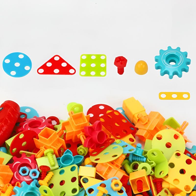 Jucarii, Copii si Bebe - Jucarii si jocuri - Seturi de constructie si cuburi - Seturi de constructie - Set Constructie Bormasina Magica cu Servieta, Flippy, 310 Piese, Albastru, Piese Multicolore, Plastic, 31x46 cm - Infinity.ro