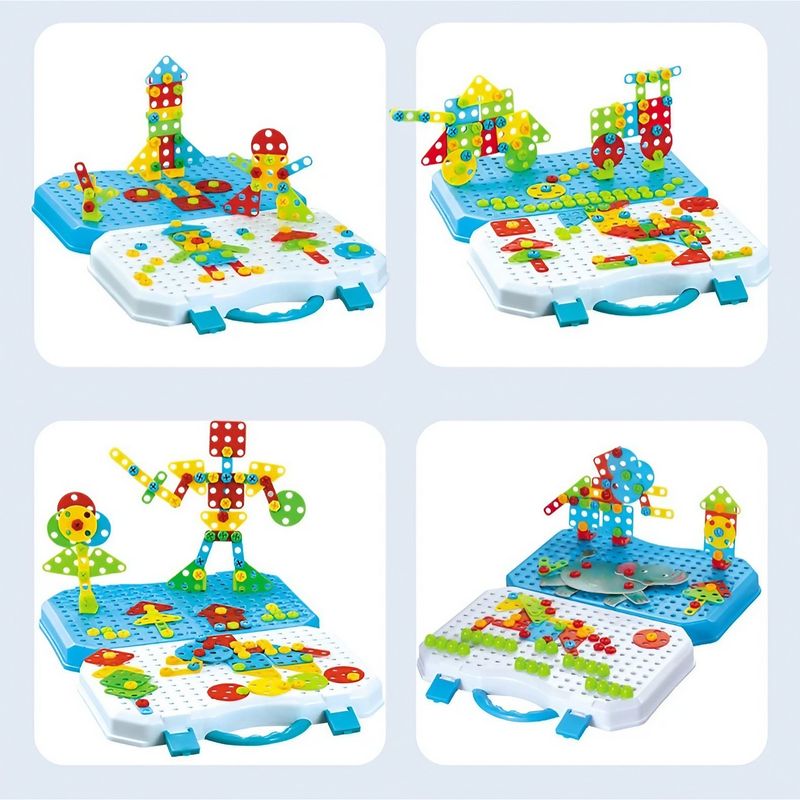 Jucarii, Copii si Bebe - Jucarii si jocuri - Seturi de constructie si cuburi - Seturi de constructie - Set Constructie Bormasina Magica cu Servieta, Flippy, 310 Piese, Albastru, Piese Multicolore, Plastic, 31x46 cm - Infinity.ro