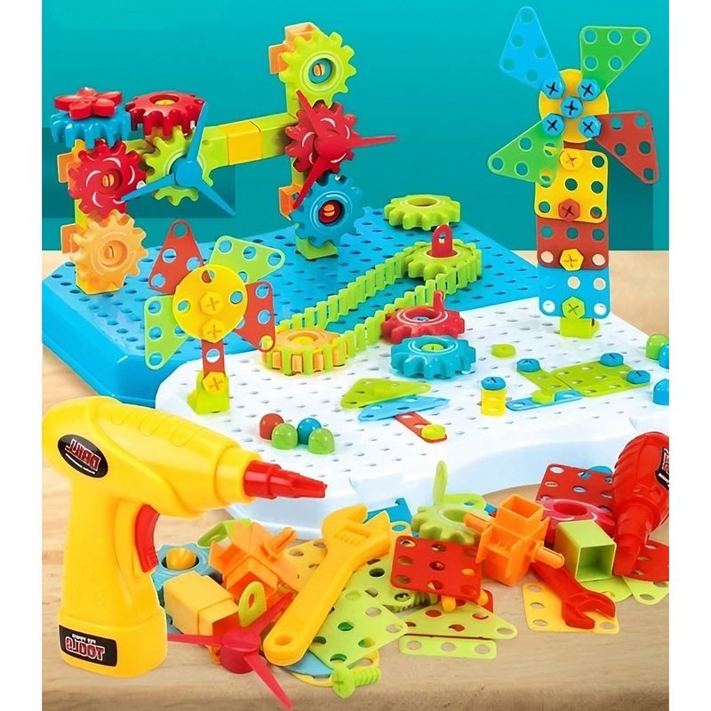 Jucarii, Copii si Bebe - Jucarii si jocuri - Seturi de constructie si cuburi - Seturi de constructie - Set Constructie Bormasina Magica cu Servieta, Flippy, 310 Piese, Albastru, Piese Multicolore, Plastic, 31x46 cm - Infinity.ro