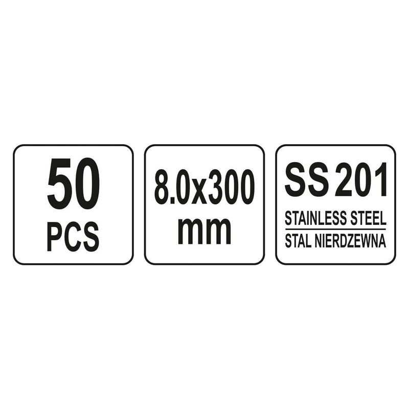 Casa si Gradina - Constructii - Feronerie si accesorii - Suruburi, dibluri si accesorii uz general - Coliere metalice reglabile 8.0 x 300mm, 50buc Yato YT-70582 - Infinity.ro