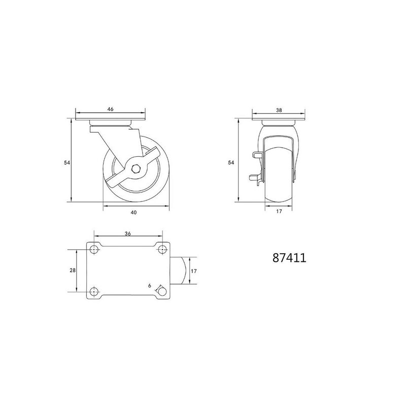 Casa si Gradina - Constructii - Depozitare, transport si protectie - Accesorii echipamente pentru transport si ridicat - Roata pivotanta cu frana din cauciuc 40mm Vorel 87411 - Infinity.ro