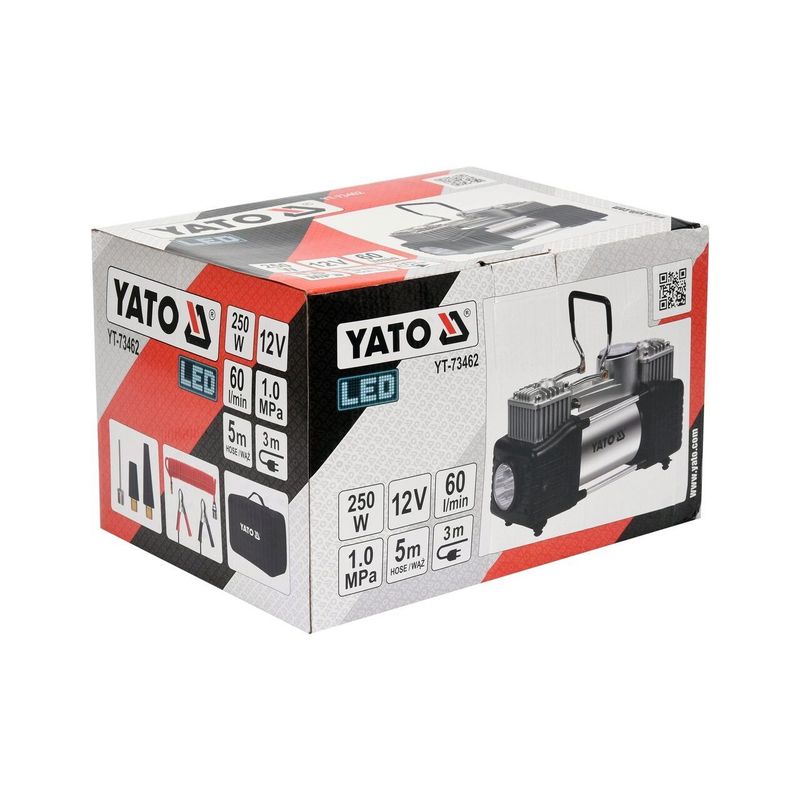 Auto si Moto - Reparatii si depanare - Compresoare auto - Compresor auto cu lanterna, 250w, 60l/min Yato YT-73462 - Infinity.ro