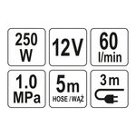 Auto si Moto - Reparatii si depanare - Compresoare auto - Compresor auto cu lanterna, 250w, 60l/min Yato YT-73462 - Infinity.ro