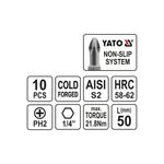 Casa si Gradina - Constructii - Scule electrice si accesorii - Seturi si accesorii pentru gaurit si insurubat - Trusa bit 10 buc PH2x50 Yato YT-0478 - Infinity.ro