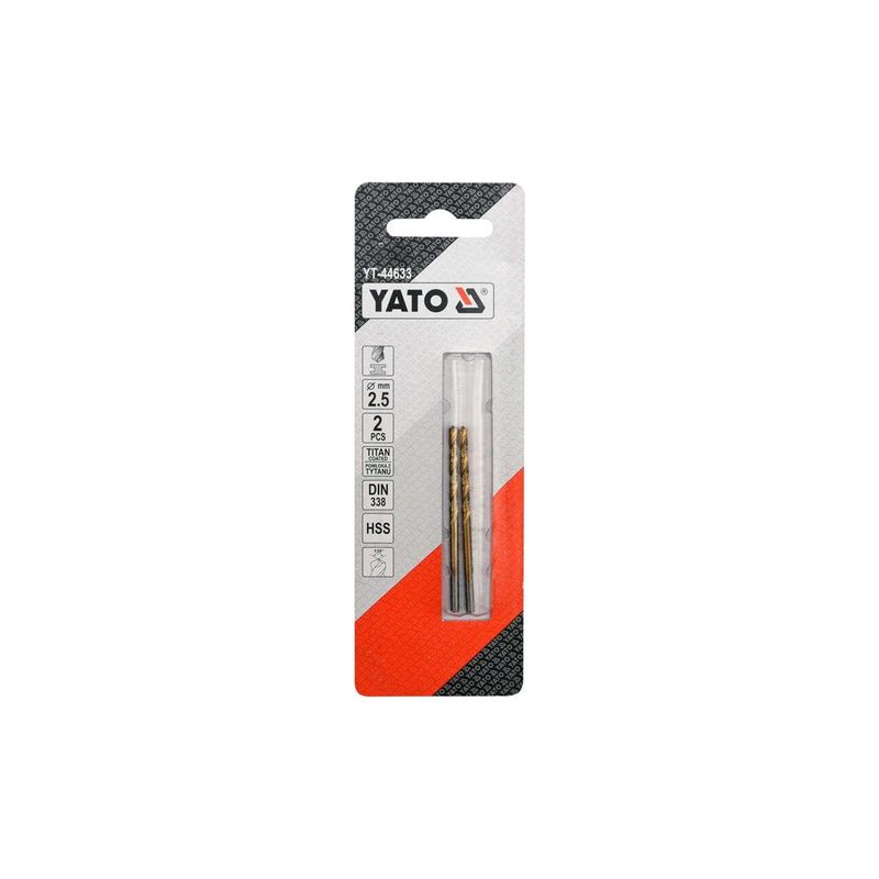 Casa si Gradina - Constructii - Scule electrice si accesorii - Seturi si accesorii pentru gaurit si insurubat - Burghiu metal, HSS-TiN 2,5 mm - 2 BUC, Yato YT-44633 - Infinity.ro