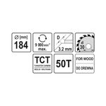 Casa si Gradina - Constructii - Scule electrice si accesorii - Accesorii fierastraie electrice - Disc circular lemn 184 x 30 x 3.2 mm 50 dinti Yato YT-6062 - Infinity.ro