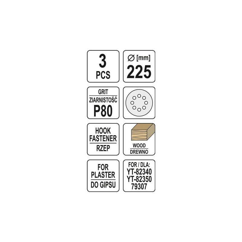 Casa si Gradina - Constructii - Scule electrice si accesorii - Accesorii polizare si slefuire - Disc abraziv cu orificii, P80 225 mm Yato YT-83472 - Infinity.ro