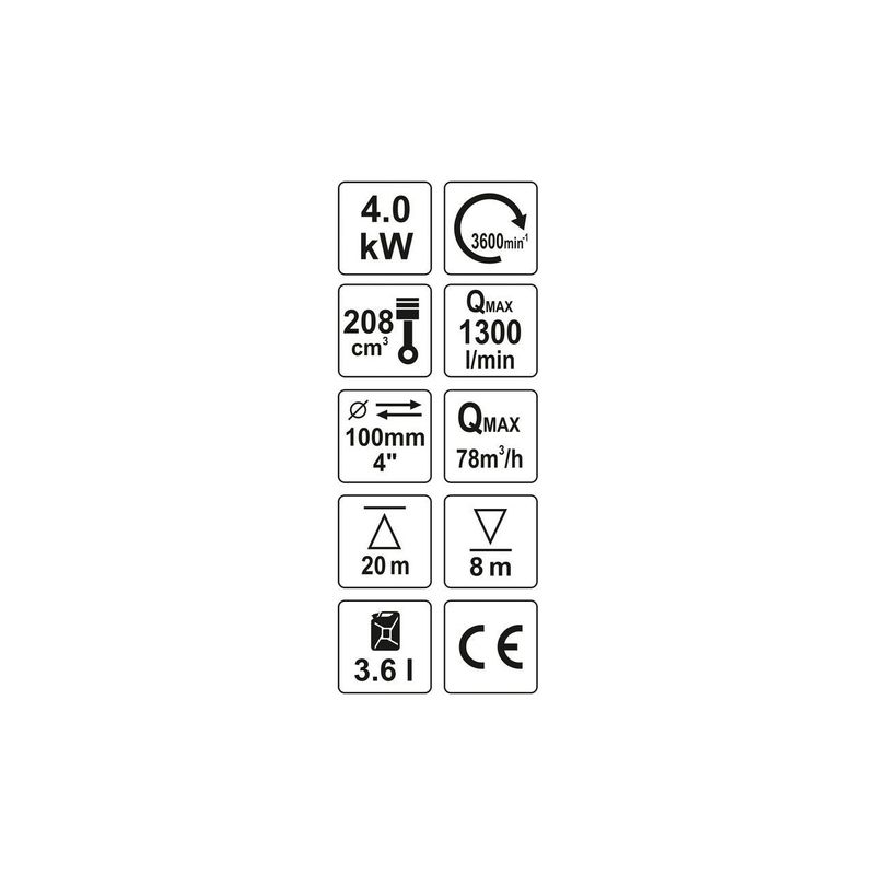 Casa si Gradina - Gradinarit si plante - Instalatii si accesorii pentru irigatii - Pompe apa - Motopompa 4 kw, 1300l/min 4" Yato YT-85403 - Infinity.ro
