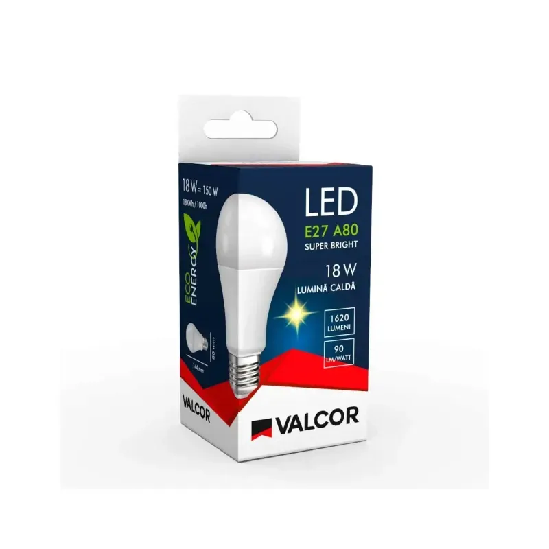 Casa si Gradina - Corpuri si surse de iluminat - Becuri si tuburi neon - Becuri - Bec LED A75 E27 18W lumina calda LC 3000K  Valcor VLC11017 - Infinity.ro
