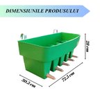 Petshop - Accesorii petshop - Castroane si adapatori - Hranitoare Compartimentata Vitei, cu 5 Tetine Roz si cu Carlige Metalice de Fixare, Capacitate 30 L, Verde - Infinity.ro