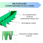 Petshop - Accesorii petshop - Castroane si adapatori - Hranitoare Compartimentata Vitei, cu 5 Tetine Roz si cu Carlige Metalice de Fixare, Capacitate 30 L, Verde - Infinity.ro