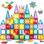 Jucarii, Copii si Bebe - Jucarii si jocuri - Seturi de constructie si cuburi - Seturi de constructie - Set de constructie Magnetic Tiles, NovoToys, 72 piese mari cu model diamant, Jucarie creativa STEM pentru dezvoltarea abilitatilor cognitive, spatiale si a creativitatii, +3 ani - Infinity.ro