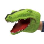 Jucarii, Copii si Bebe - Jucarii si jocuri - Jucarii & jocuri educative - Jucarii interactive - Marioneta de mana, pentru copii, Deluxebase, 15 cm, model crocodil, Verde deschis - Infinity.ro