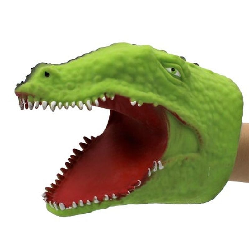 Jucarii, Copii si Bebe - Jucarii si jocuri - Jucarii & jocuri educative - Jucarii interactive - Marioneta de mana, pentru copii, Deluxebase, 15 cm, model crocodil, Verde deschis - Infinity.ro