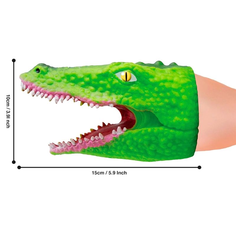 Jucarii, Copii si Bebe - Jucarii si jocuri - Jucarii & jocuri educative - Jucarii interactive - Marioneta de mana, pentru copii, Deluxebase, 15 cm, model crocodil, Verde deschis - Infinity.ro