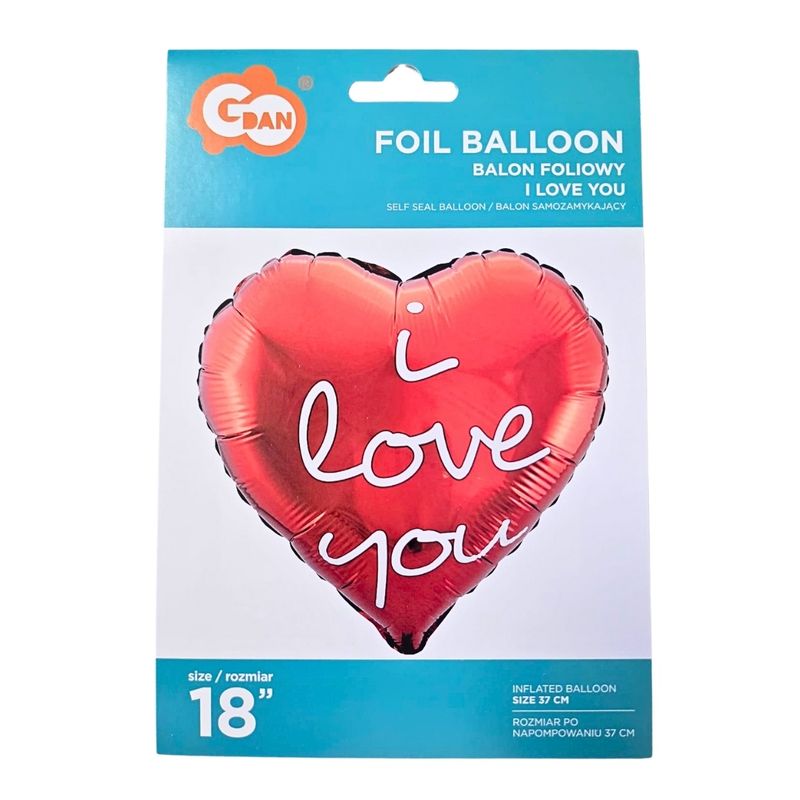 Casa si Gradina - Decoratiuni - Decoratiuni petrecere - Baloane - Balon din folie, pentru ziua indragostitilor, model i love you, forma inimioara, 37 cm - Infinity.ro