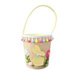 Casa si Gradina - Decoratiuni - Obiecte decorative - Accesorii decorative - Cosulet decorativ, de Paste, din poliester, 15 cm, model iepuas cu floricele - Infinity.ro