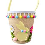 Casa si Gradina - Decoratiuni - Obiecte decorative - Accesorii decorative - Cosulet decorativ, de Paste, din poliester, 15 cm, model iepuas cu floricele - Infinity.ro