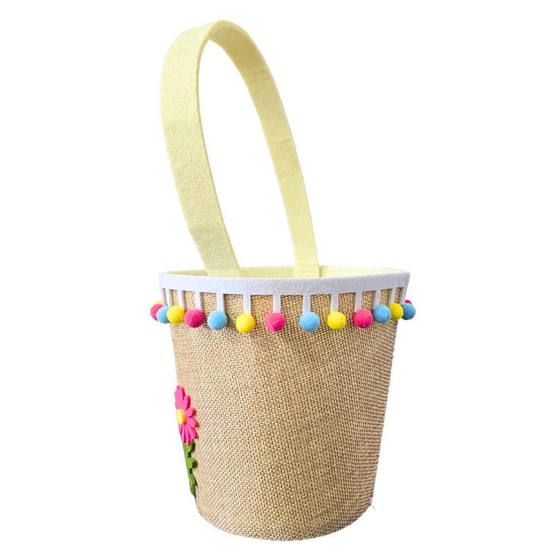 Casa si Gradina - Decoratiuni - Obiecte decorative - Accesorii decorative - Cosulet decorativ, de Paste, din poliester, 15 cm, model iepuas cu floricele - Infinity.ro