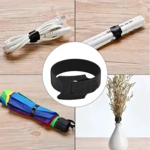 Banda velcro pentru organizare cabluri, 50 bucati, Gonga® Negru