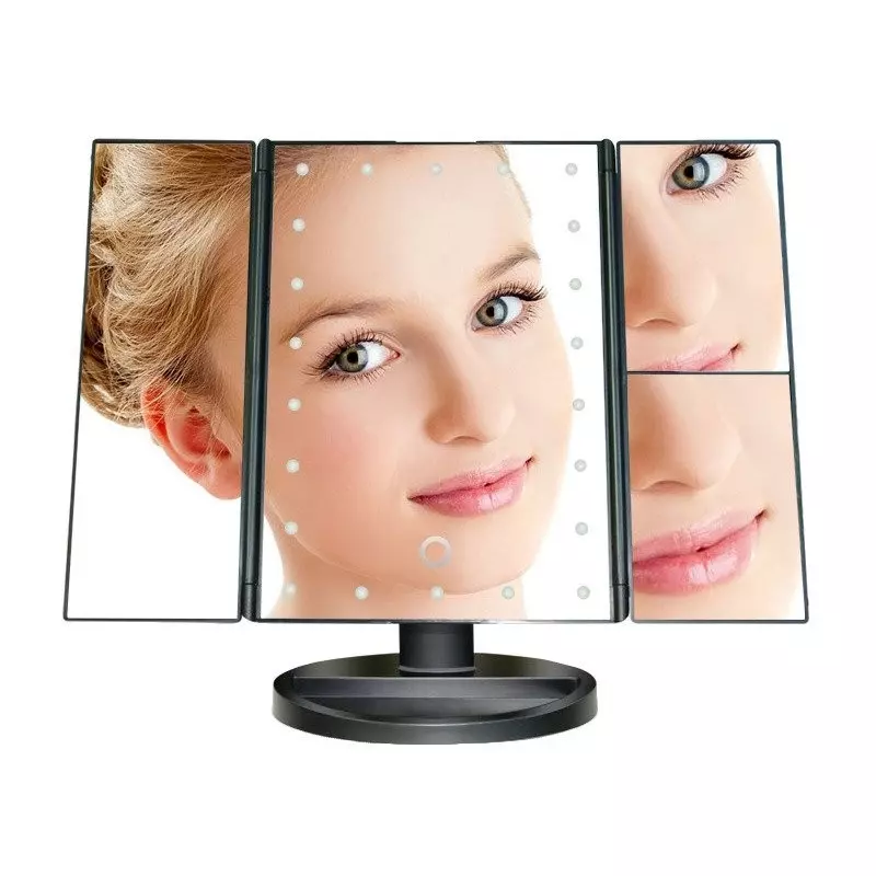 Ingrijire personala si Cosmetice - Machiaj - Oglinzi cosmetice - Oglinda cosmetica Superstar, iluminare LED, senzor de atingere,Gonga® Negru - Infinity.ro