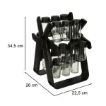 Casa si Gradina - Bucatarie si vesela - Ustensile bucatarie - Rasnite si dozatoare condimente - Organizator de condimente cu suport rotativ,18 recipiente,Gonga® Negru - Infinity.ro